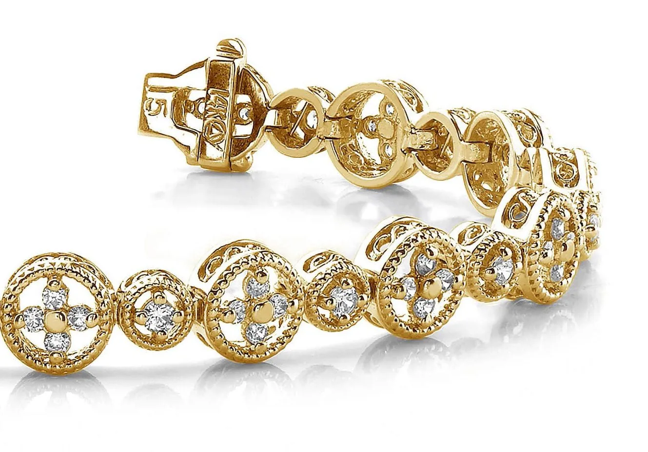 Diamond Sand Dollar Diamond Bracelet with 1.40 ct.(finished) 1.5mm, 2mm