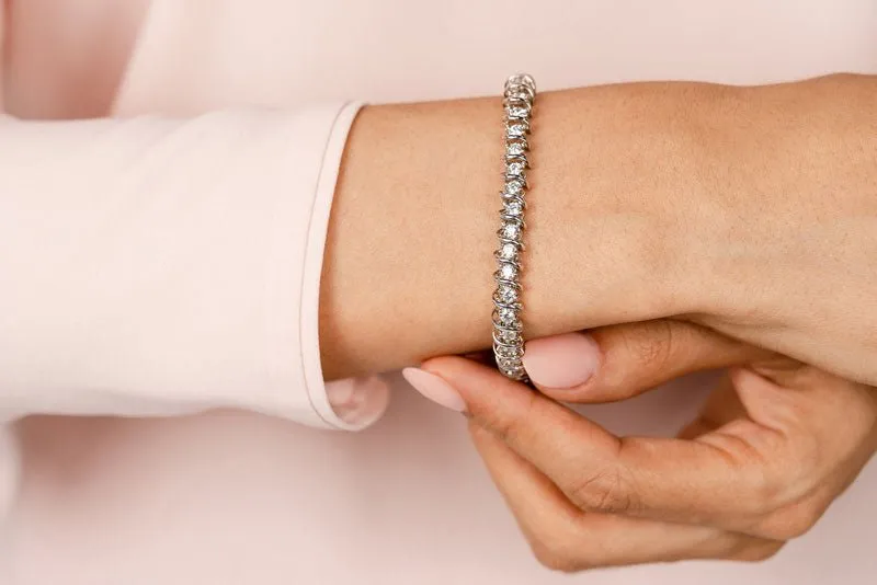 Diamond Swirl Link Lab-Grown Diamond Tennis Bracelet with 4.56 ct.(finished) 3.2mm