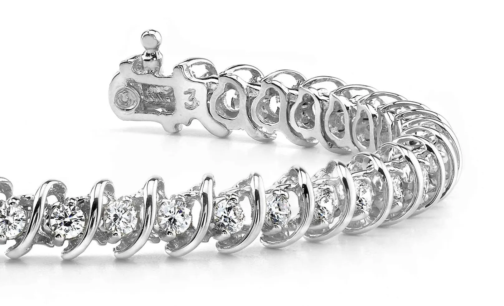 Diamond Swirl Link Lab-Grown Diamond Tennis Bracelet with 4.56 ct.(finished) 3.2mm