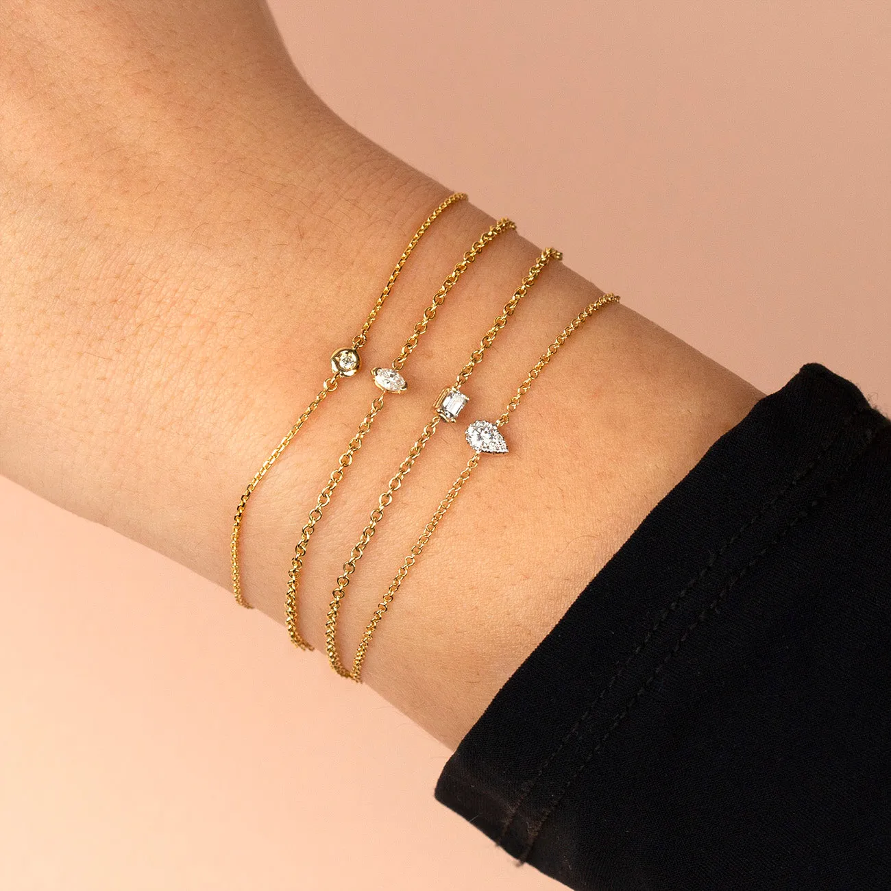 Diamond Tiny Baguette Bracelet 14K