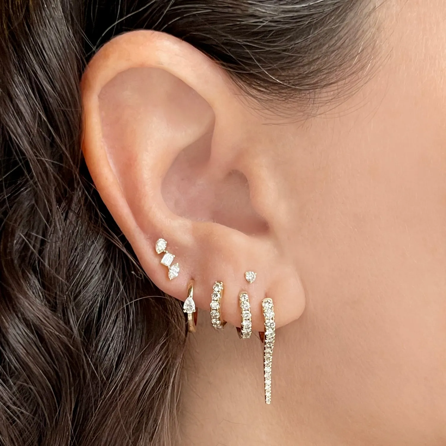 Diamond Trifecta Stud Earring