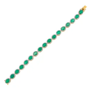 Diamond X Emerald Stone Tennis Bracelet 18K
