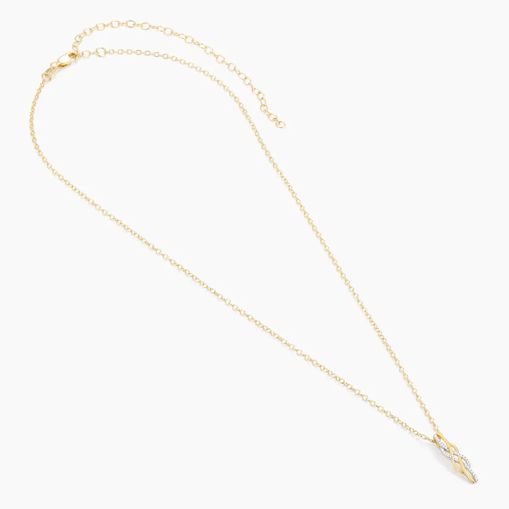 Diamonds and Gold Intertwined Pendant Necklace