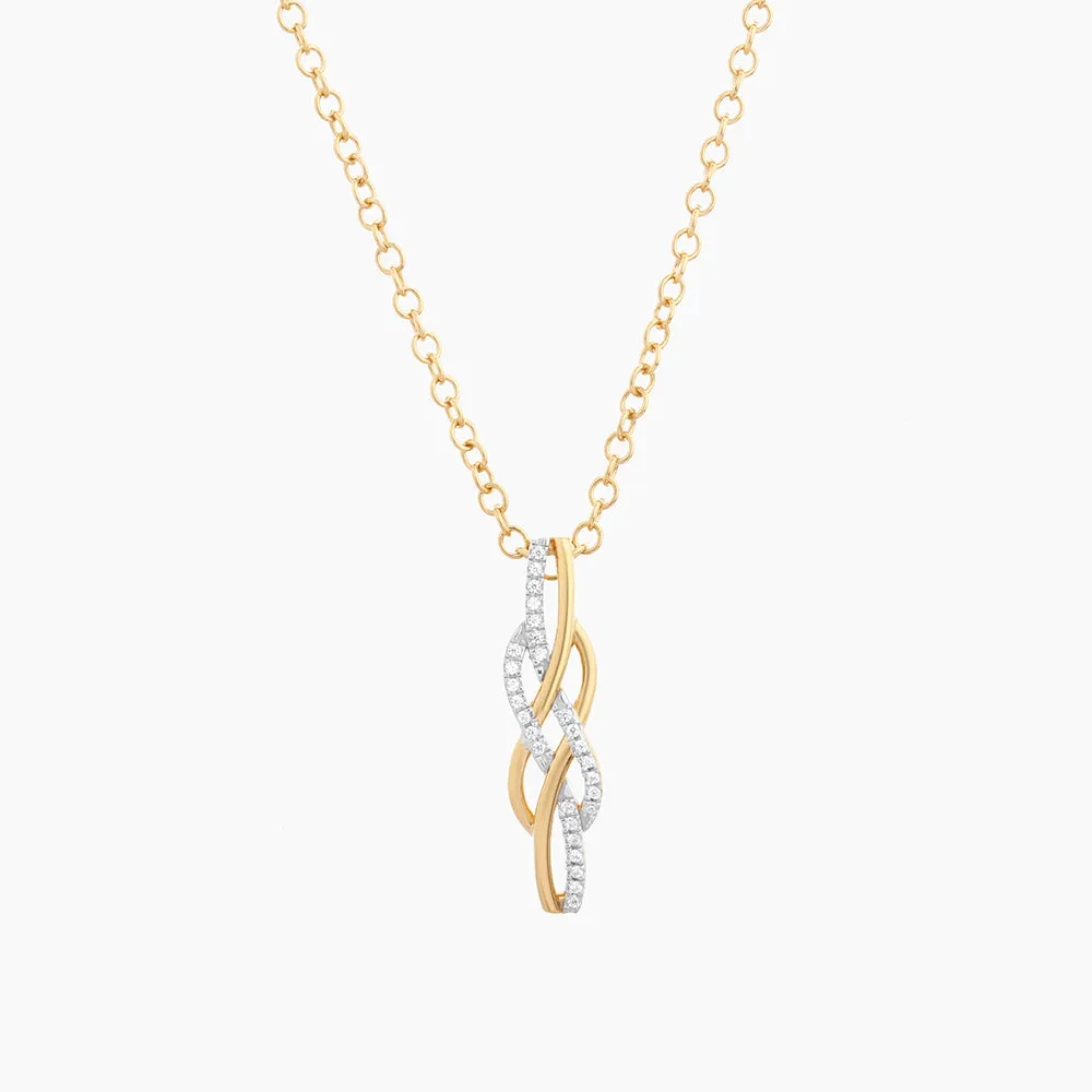 Diamonds and Gold Intertwined Pendant Necklace