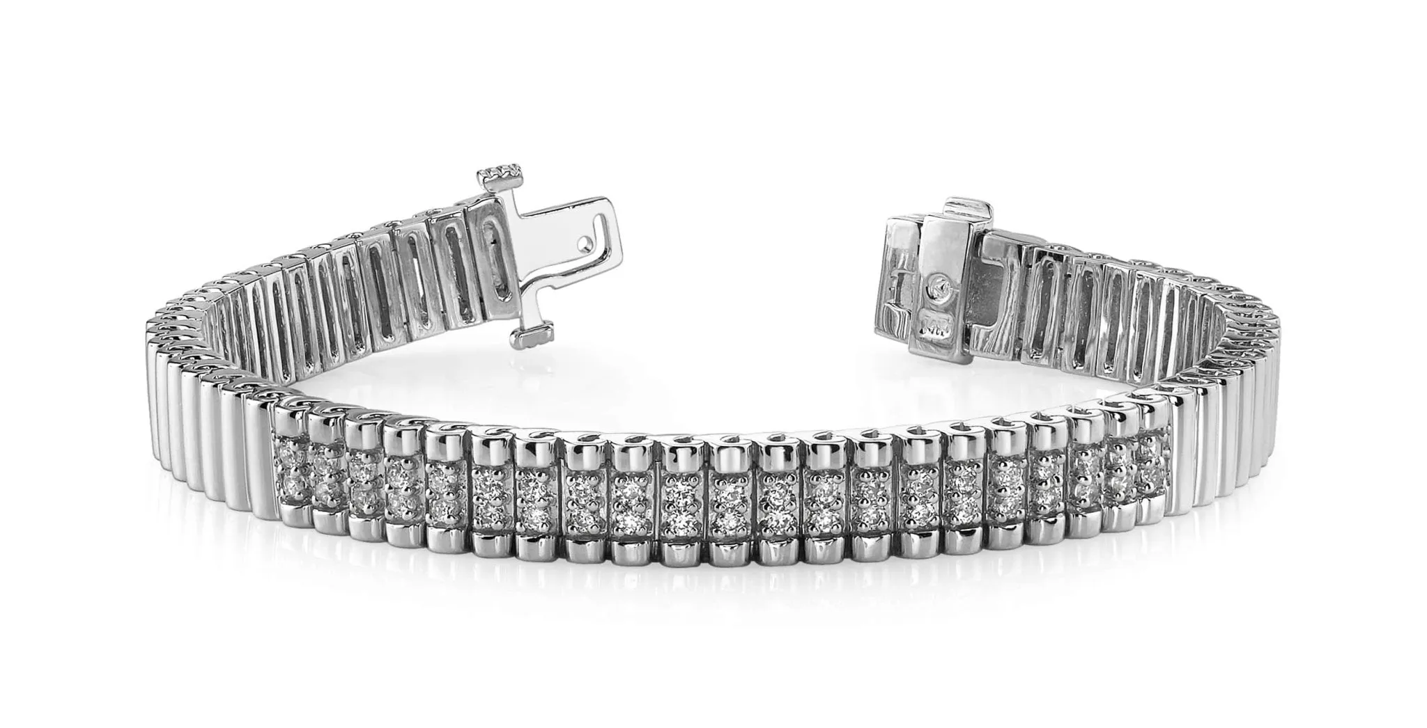 Double Center Strand Diamond Bracelet with 0.65 ct.(finished) 1.3mm