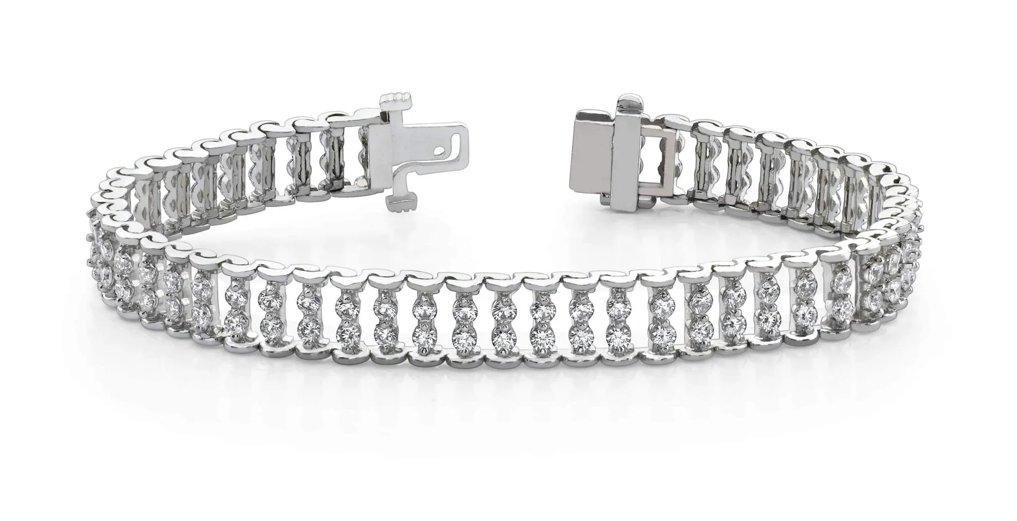 Double Diamond Candlestick Diamond Bracelet with 4.08 ct.(finished) 2.25mm