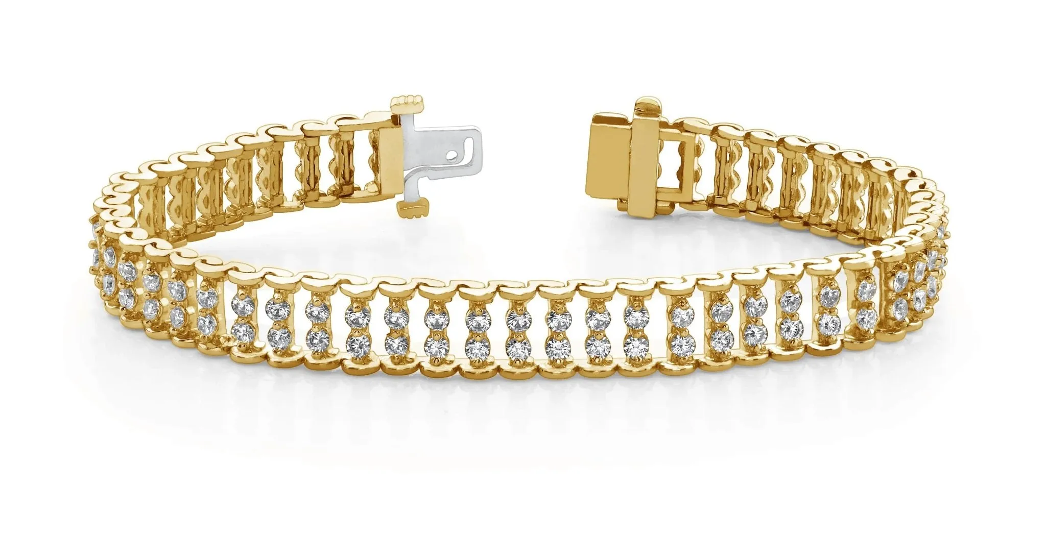 Double Diamond Candlestick Diamond Bracelet with 4.08 ct.(finished) 2.25mm