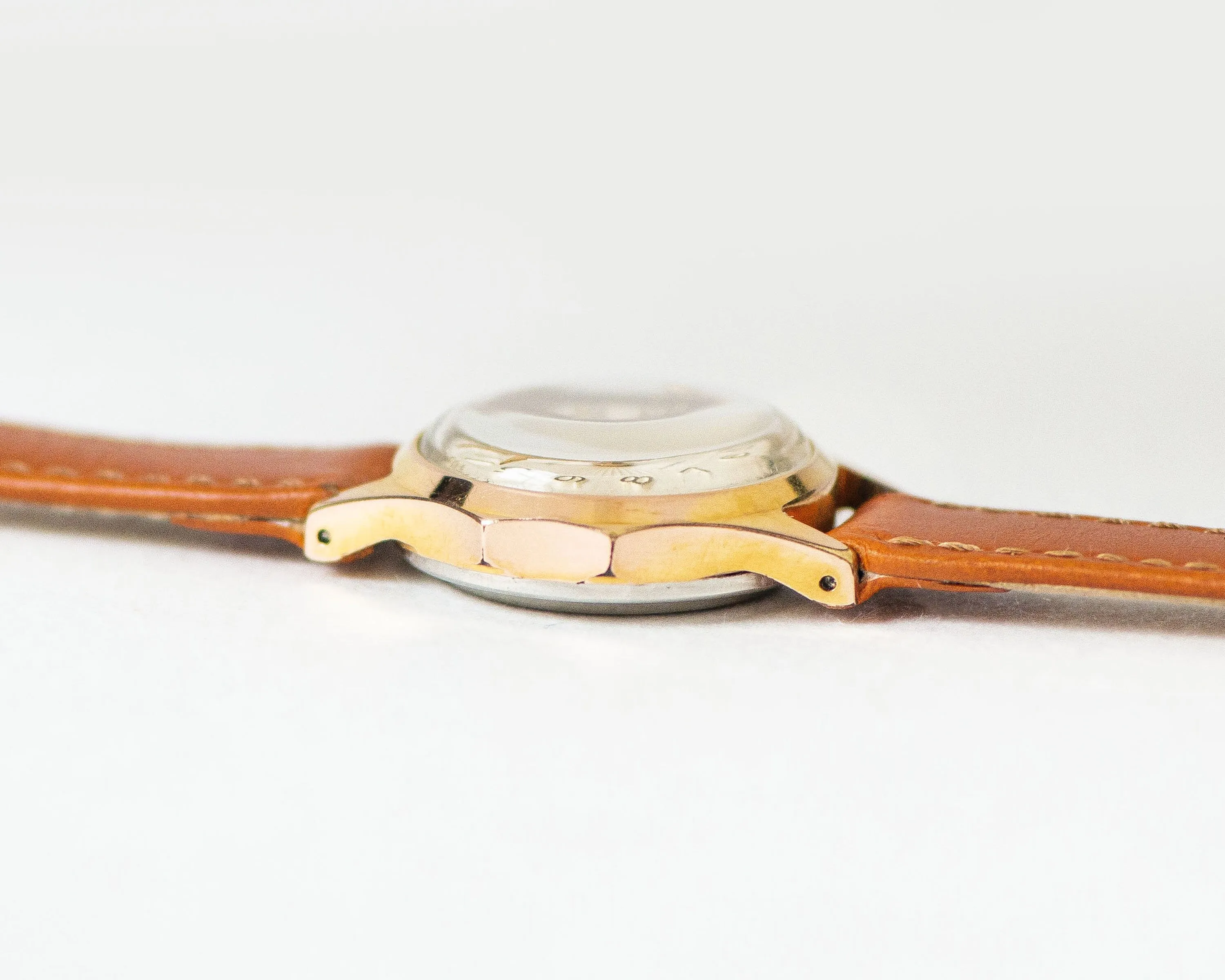 Dress watch for women gold plated Spring, rare design lady watch retro, classic girl watch sunburst dial jewelry, new premium leather strap