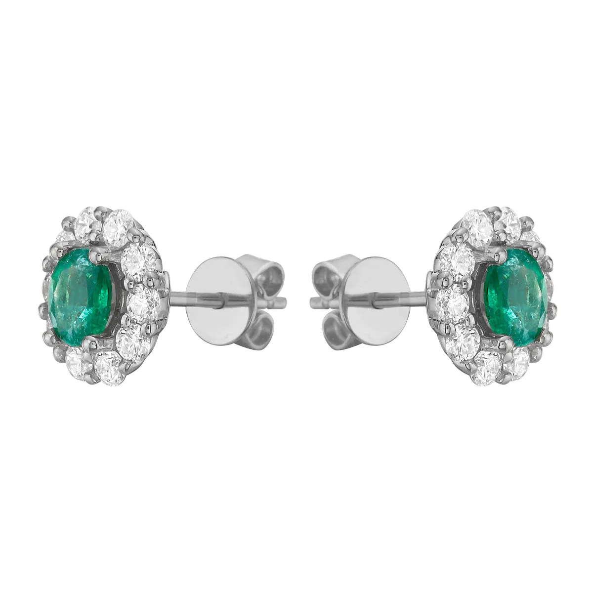 Earrings 14KW/1.6G 2EMER-0.61CT 20RD-0.54CT