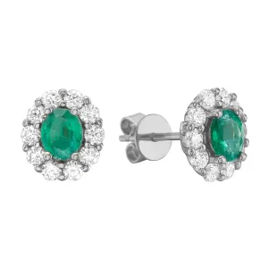 Earrings 14KW/1.6G 2EMER-0.61CT 20RD-0.54CT