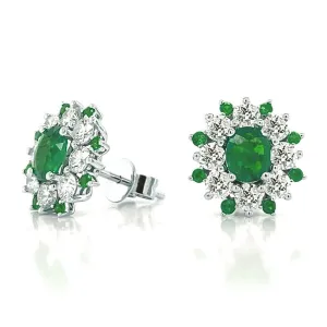Earrings 14KW/2.0G 2EMER-0.68CT 16EMER-0.12CT 16RD-0.90CT