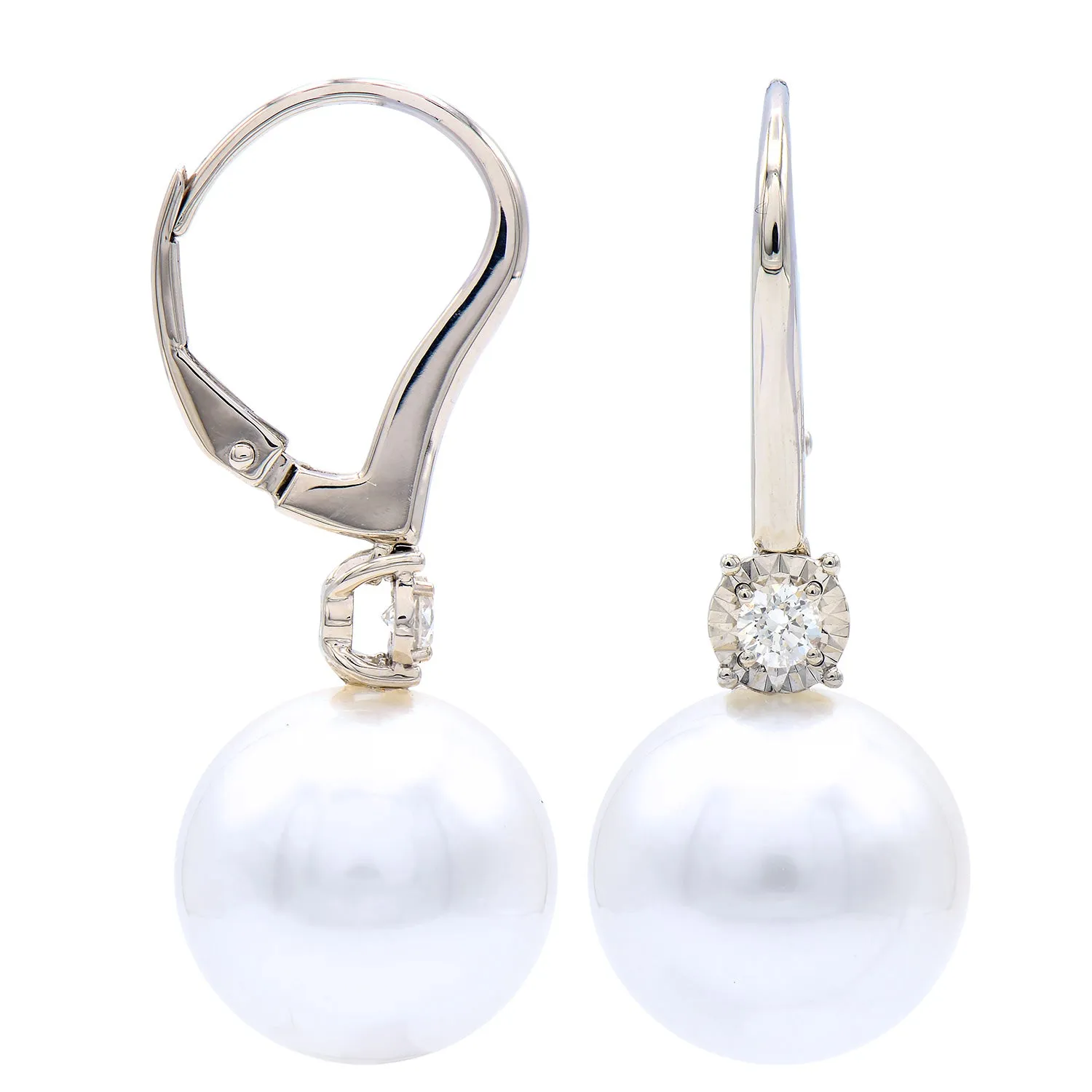 Earrings 18KW/2.3G 4RD-0.17CT S.Sea 12-13mm