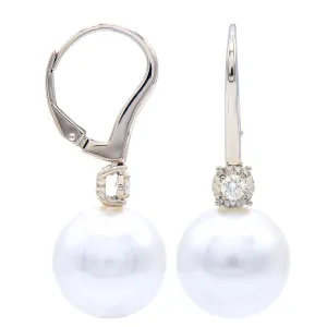 Earrings 18KW/2.3G 4RD-0.17CT S.Sea 12-13mm