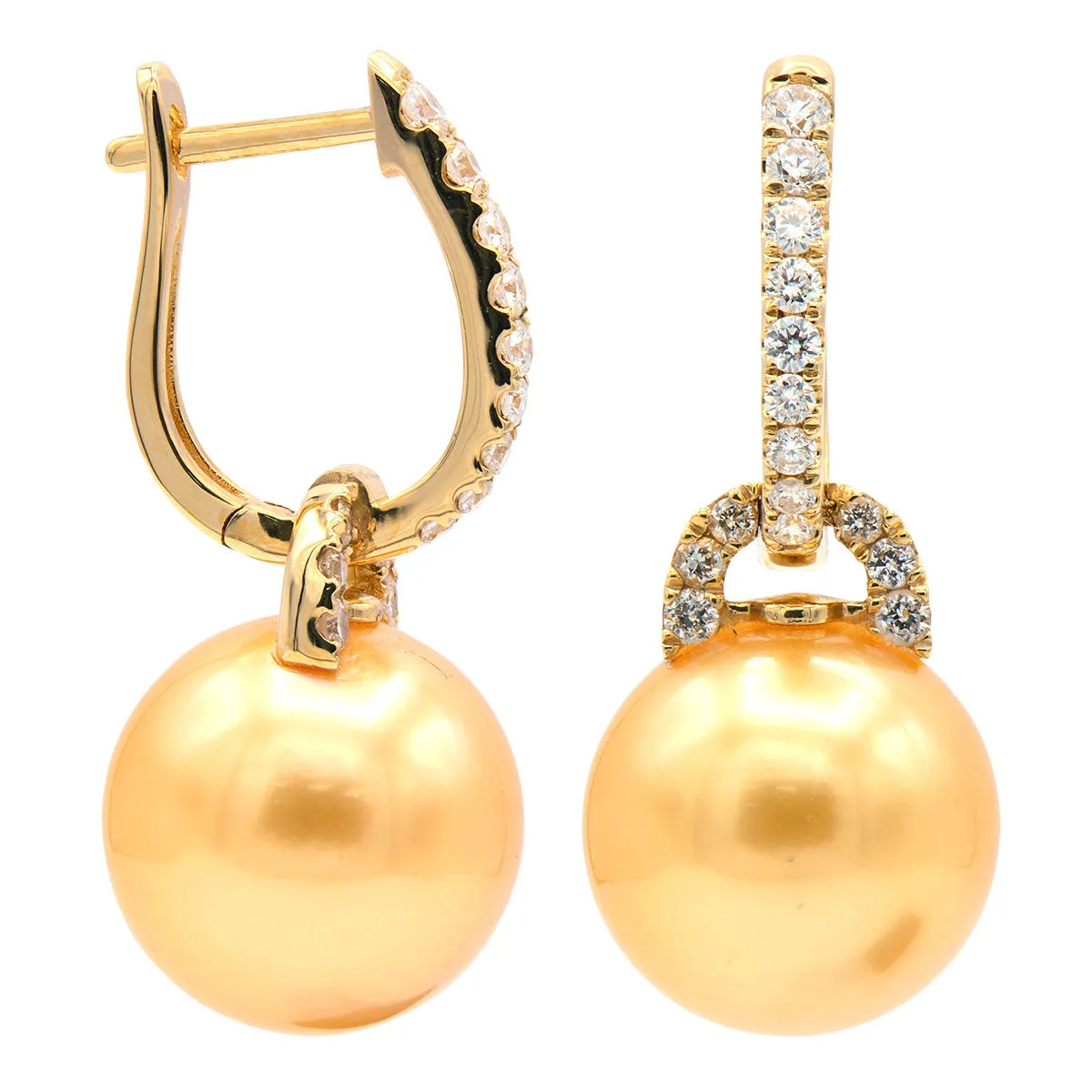 Earrings 18KY/2.3G 30RD-0.41CT Golden  12-13mm