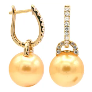 Earrings 18KY/2.3G 30RD-0.41CT Golden  12-13mm