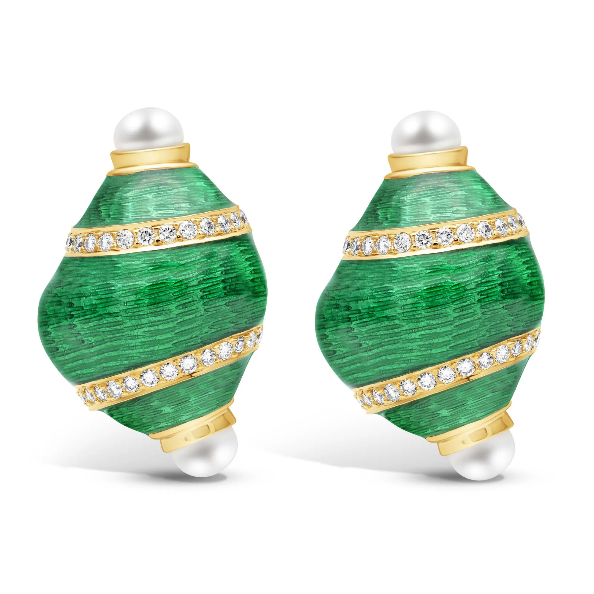 Earrings - Diamond And Pearl (Enamel) (2418A)