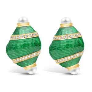 Earrings - Diamond And Pearl (Enamel) (2418A)