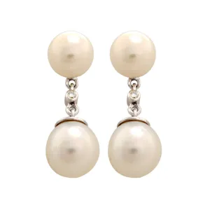 Earrings-Fresh Water Pearl, South Sea Pearl and Diamond