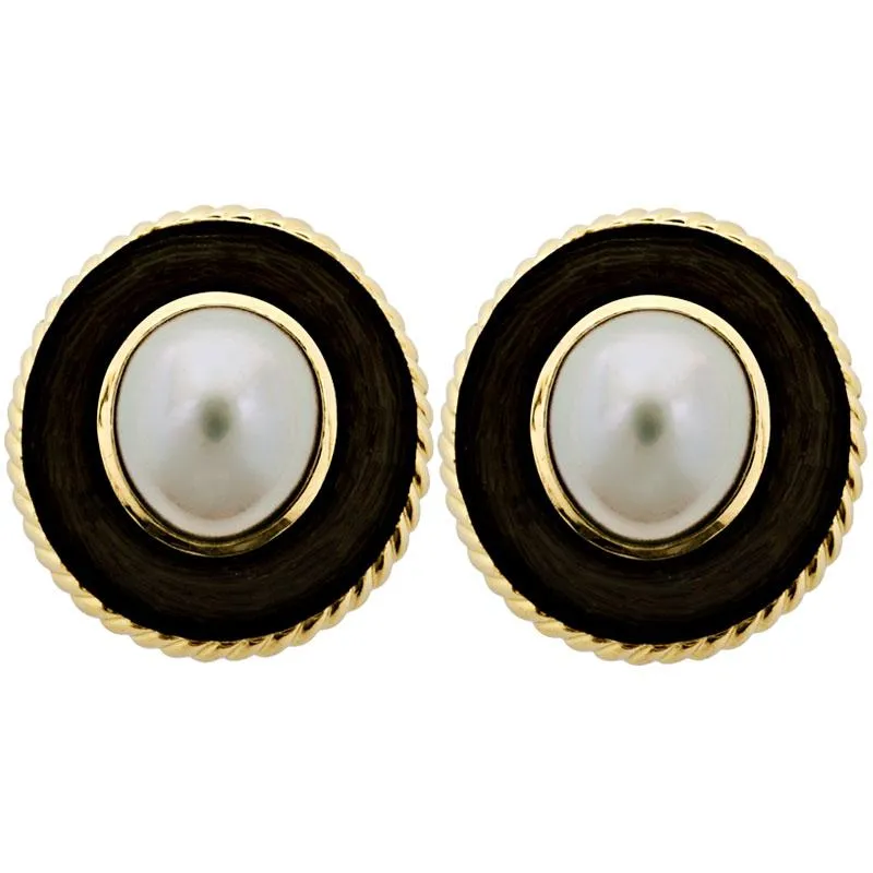 Earrings-Pearl (Enamel)  (1851F)