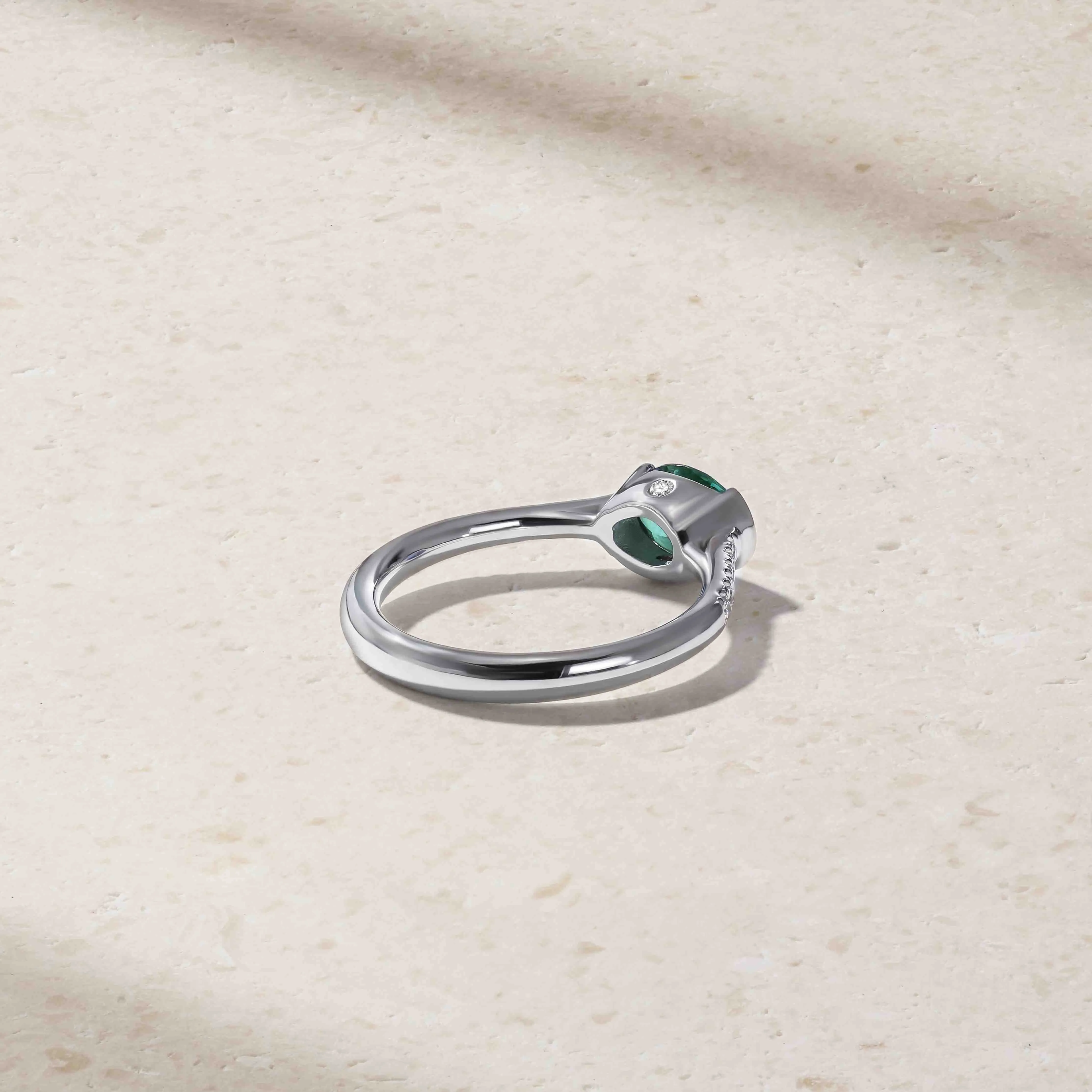 East-West Alexandrite and Diamond Half Bezel Ring