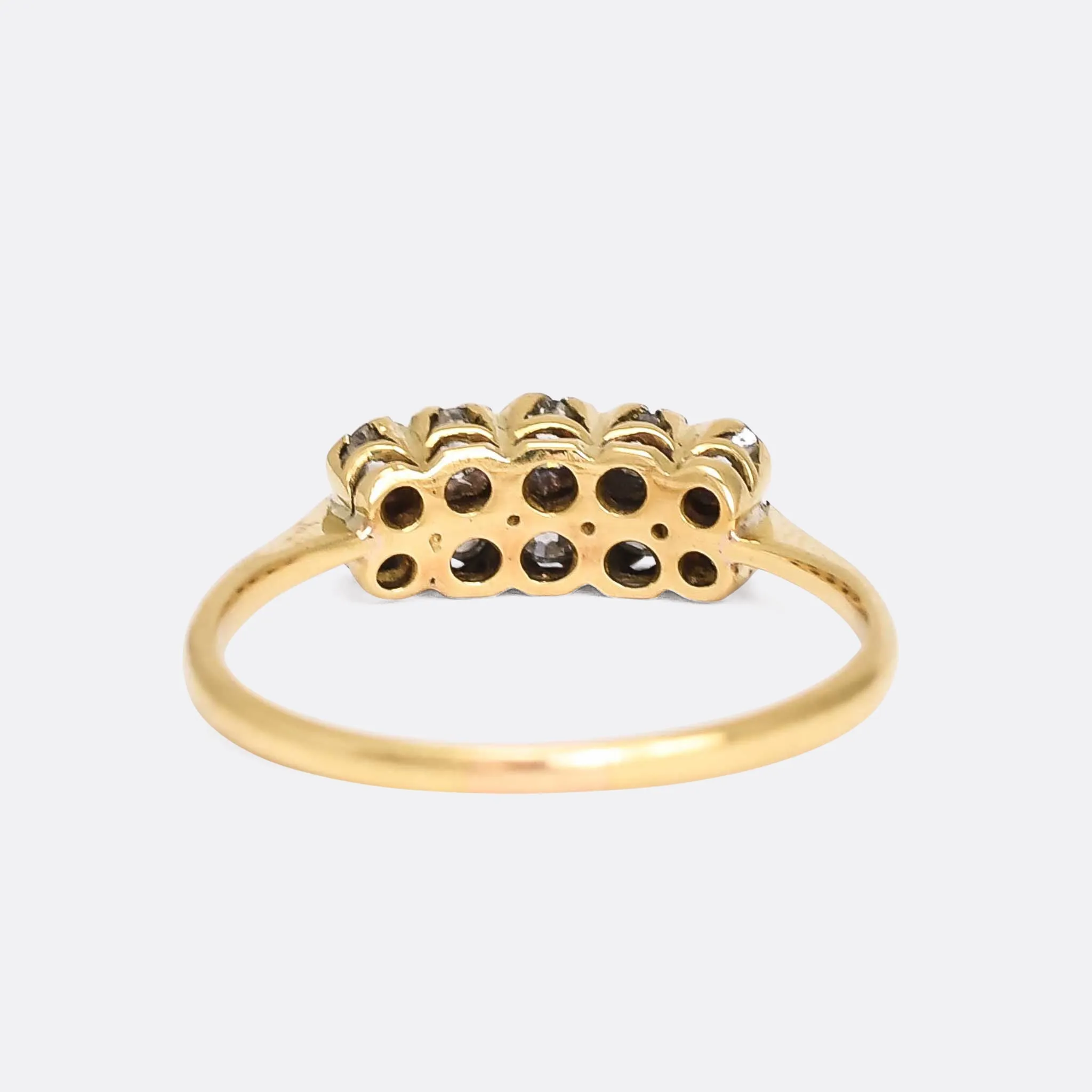 Edwardian Old Cut Diamond Double Row Ring
