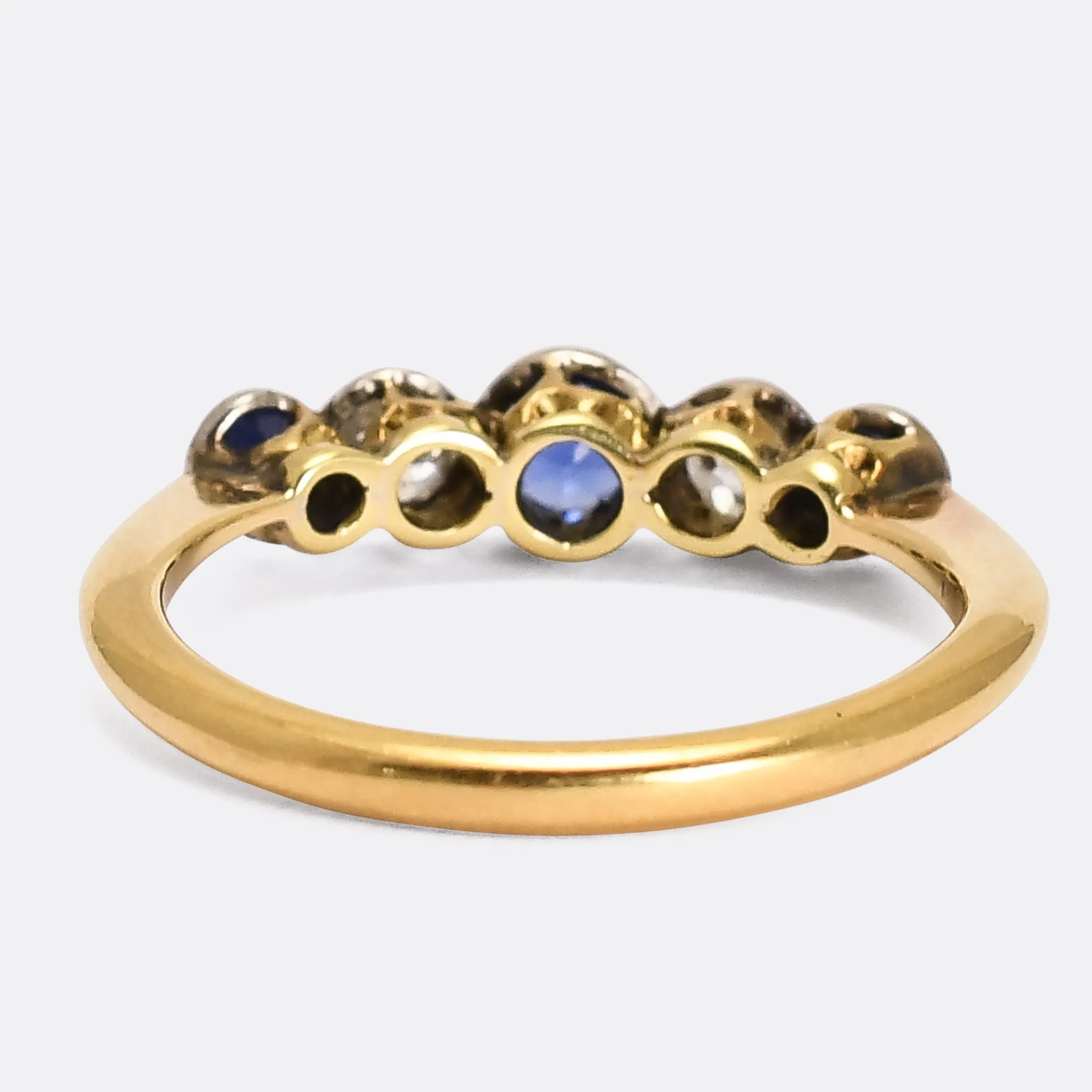 Edwardian Sapphire & Diamond 5-Stone Ring
