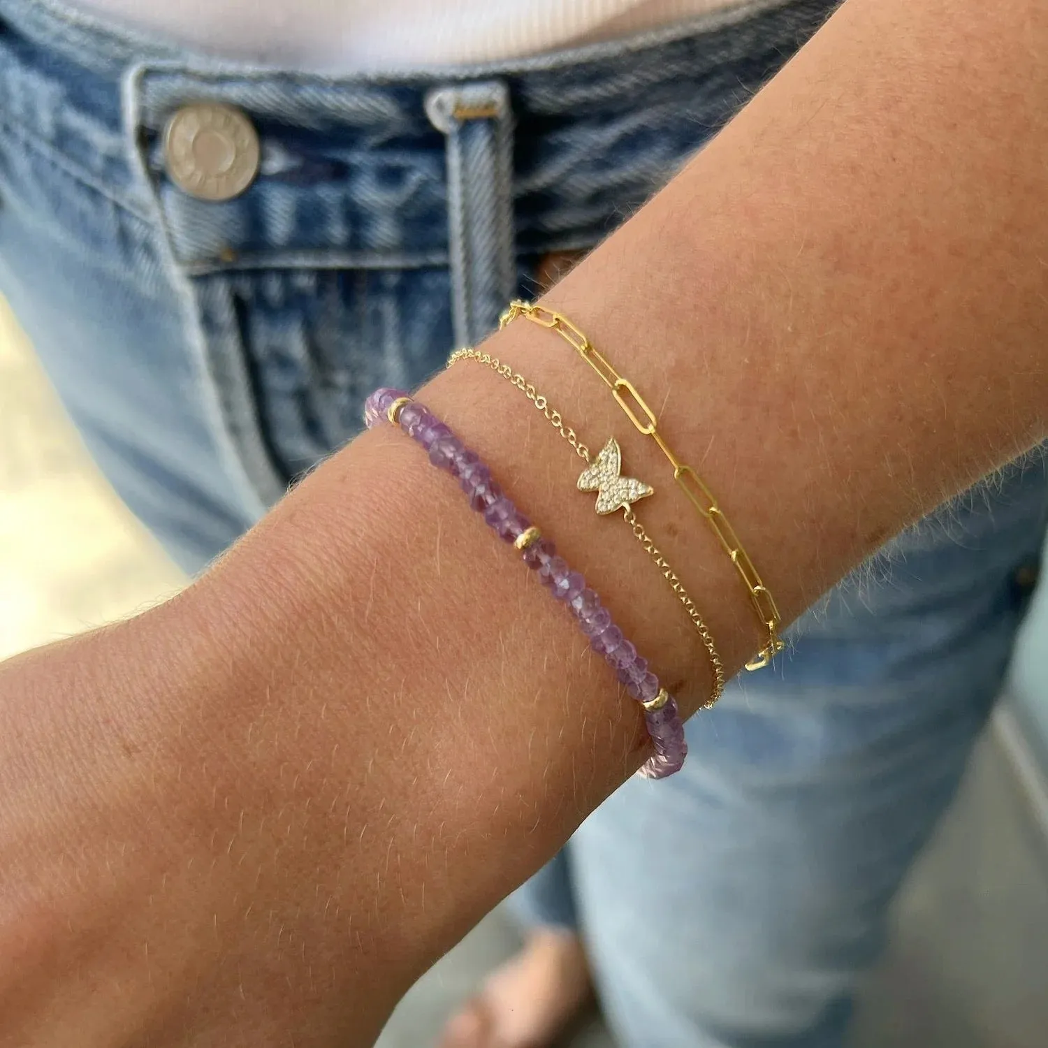 EF Collection Diamond Butterfly Bracelet