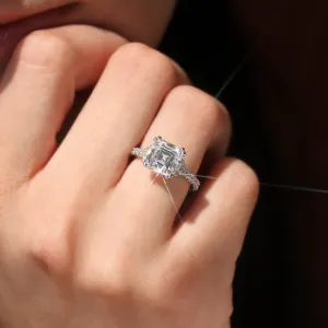 Elegant Asscher & Trapezoid Engagement Ring