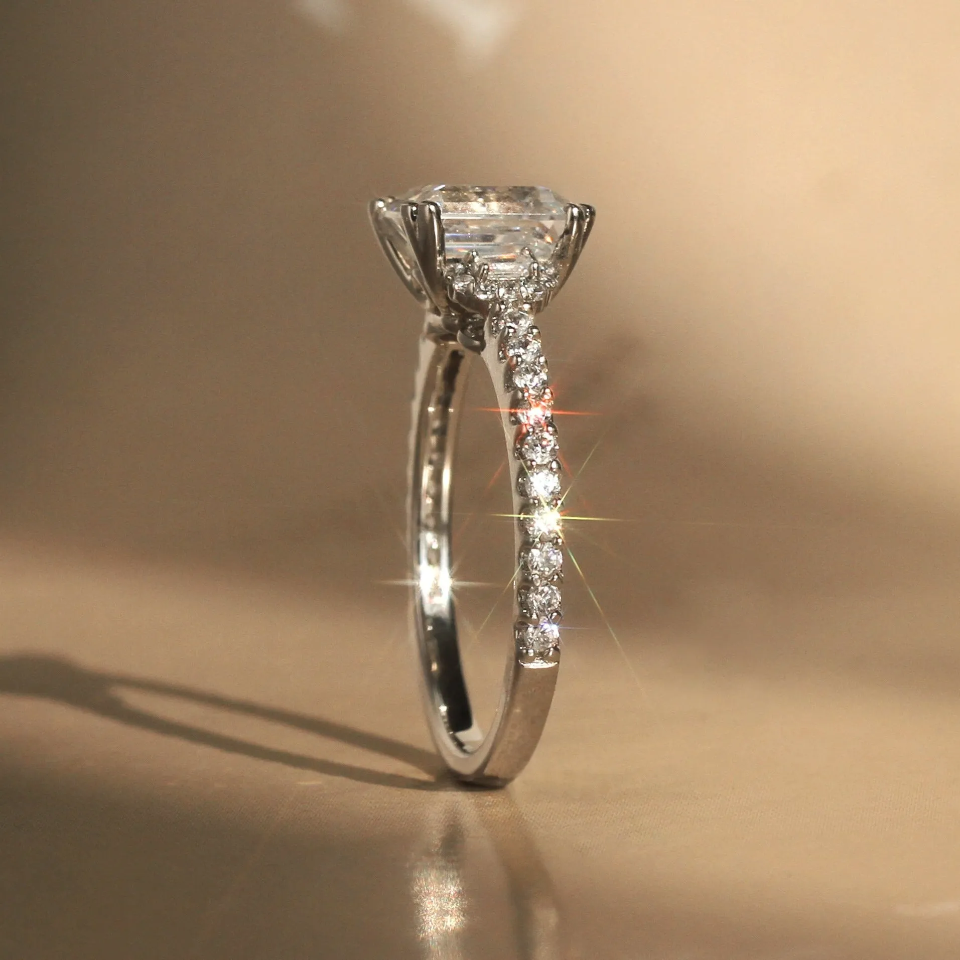 Elegant Asscher & Trapezoid Engagement Ring