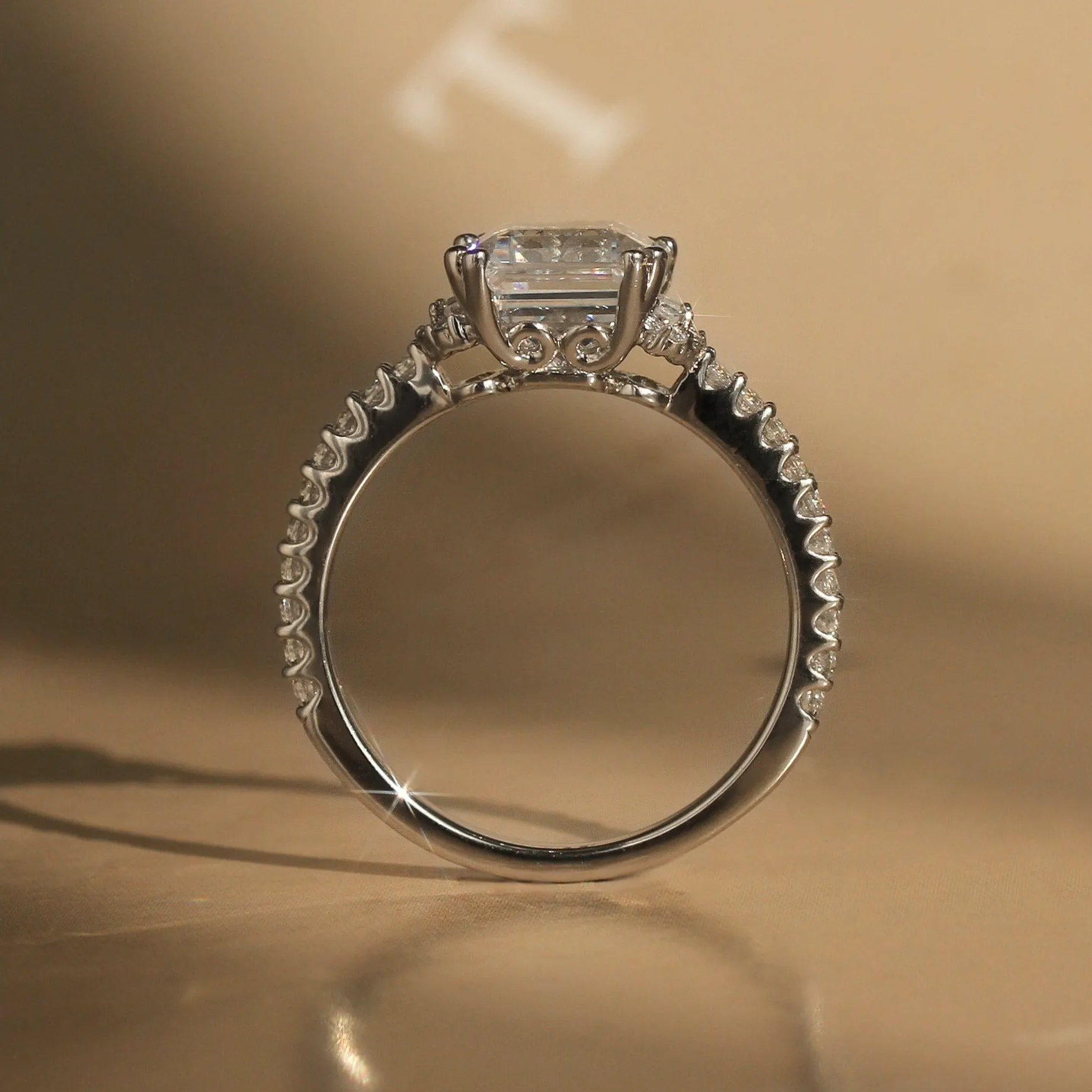 Elegant Asscher & Trapezoid Engagement Ring