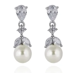 Elie Pearl & Cubic Zirconia Drop Dangle Earrings