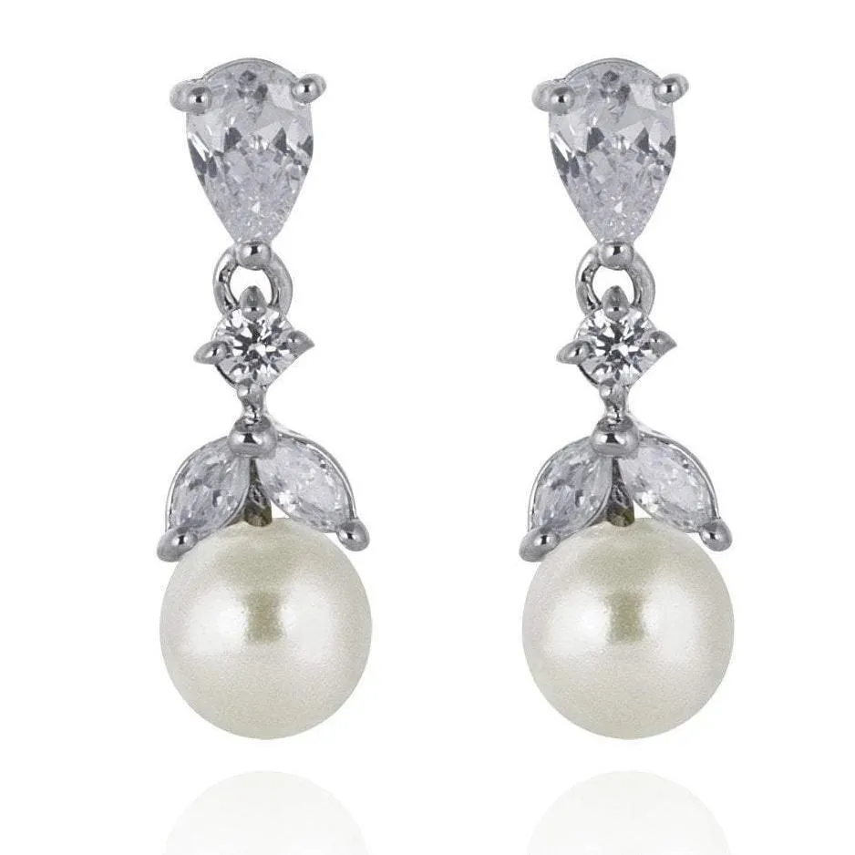 Elie Pearl & Cubic Zirconia Drop Dangle Earrings