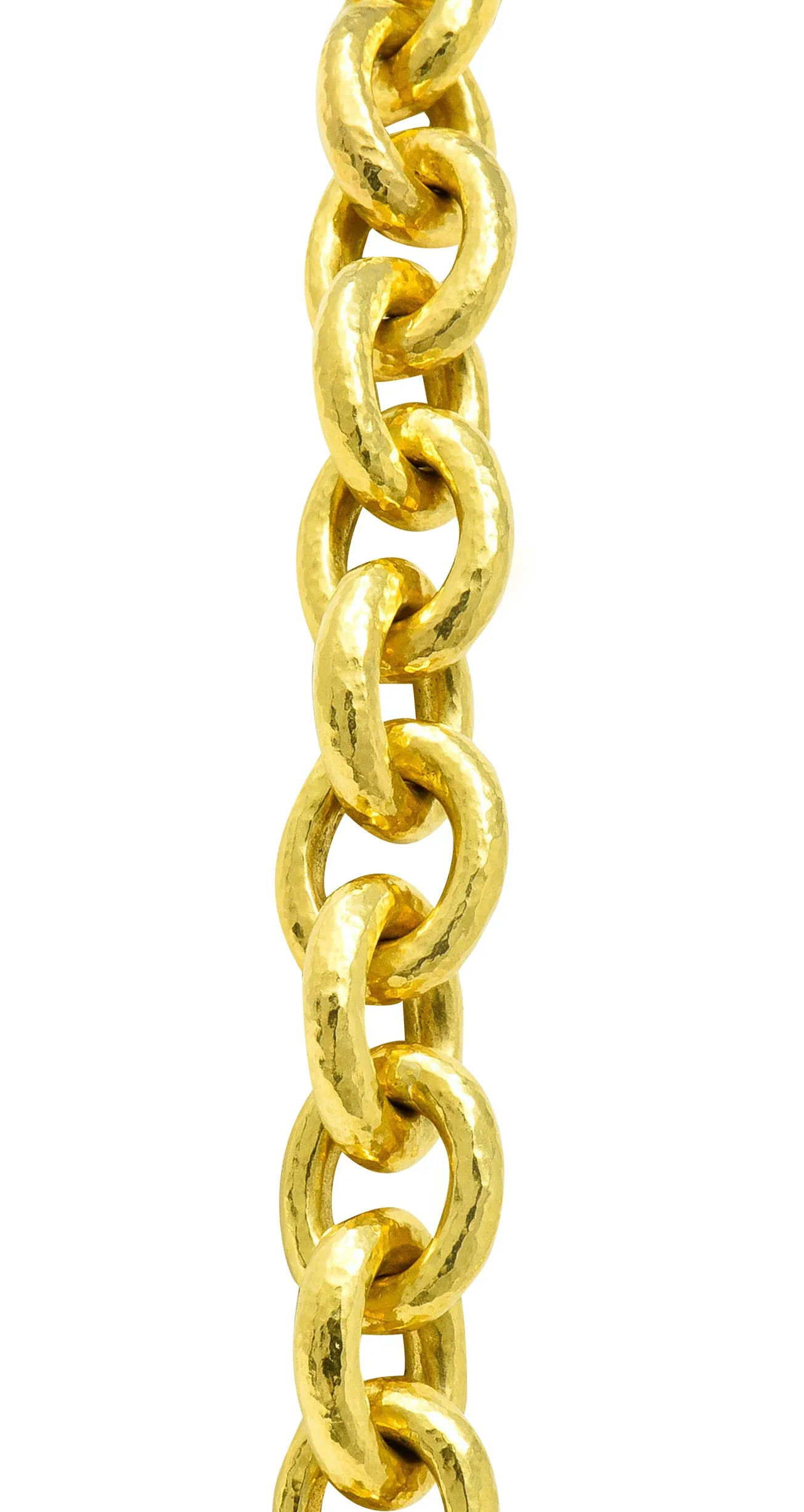 Elizabeth Locke Ruby 19 Karat Gold Hammered Curb Link Chain Collar Necklace