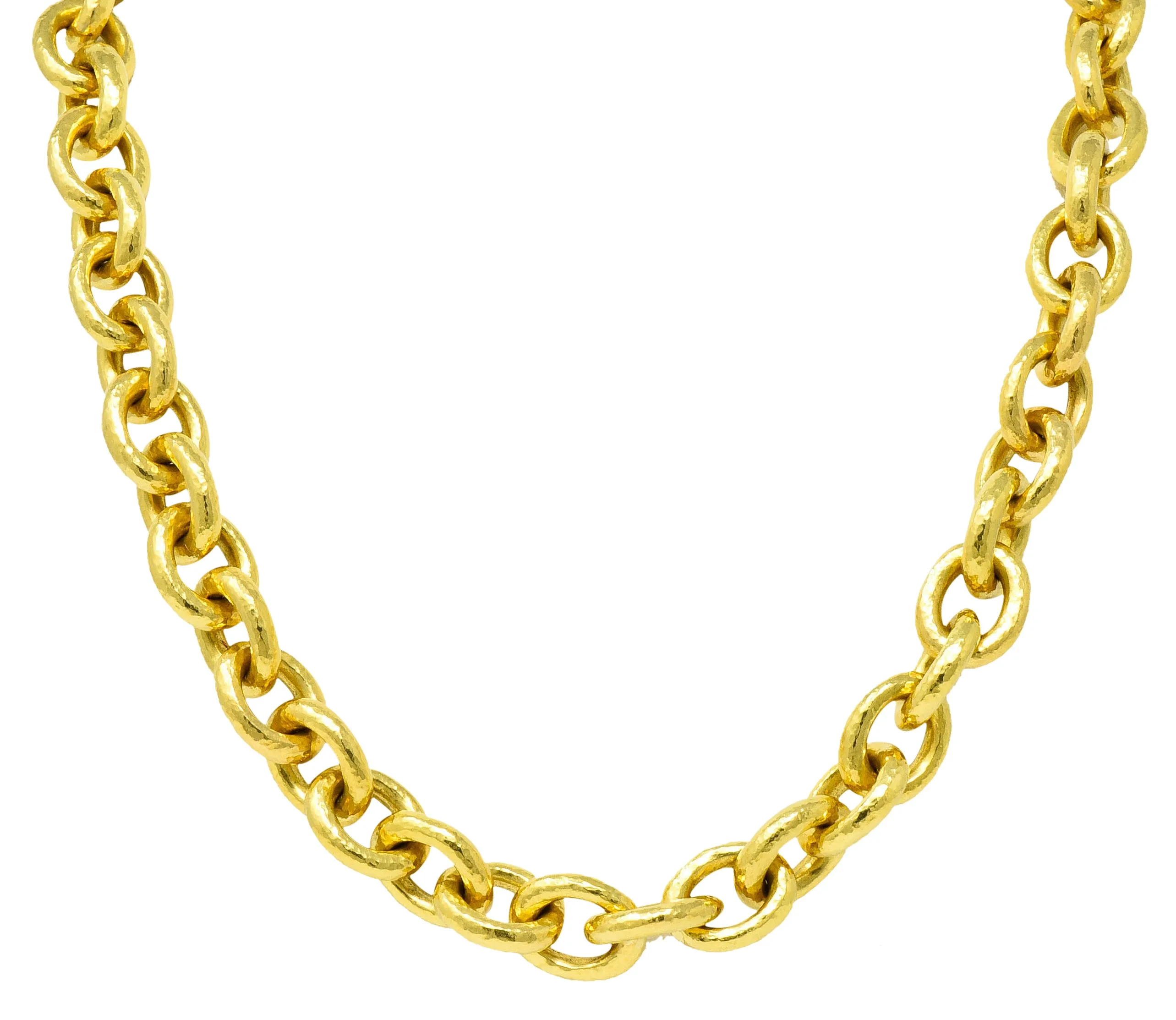 Elizabeth Locke Ruby 19 Karat Gold Hammered Curb Link Chain Collar Necklace