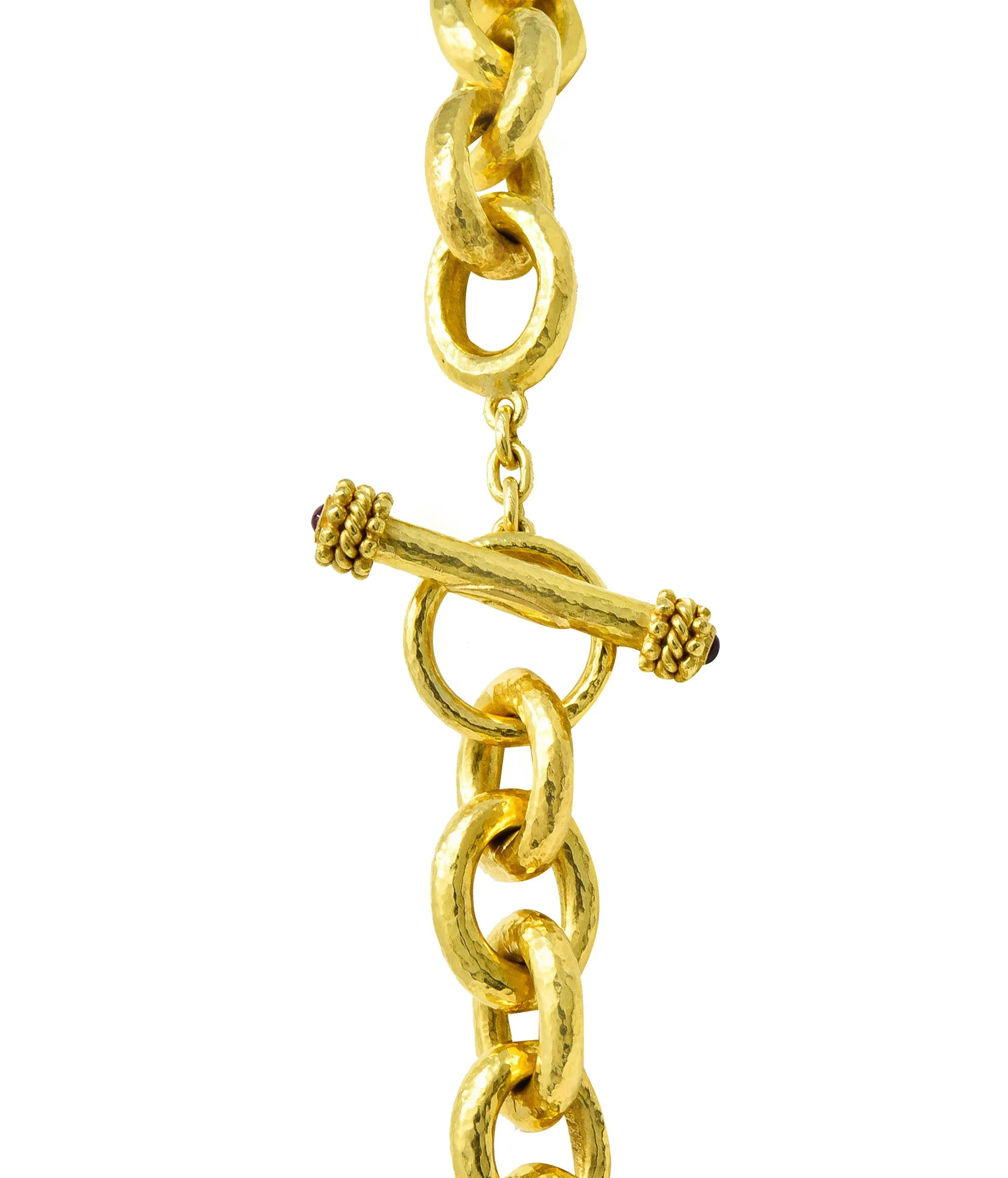 Elizabeth Locke Ruby 19 Karat Gold Hammered Curb Link Chain Collar Necklace