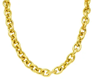 Elizabeth Locke Ruby 19 Karat Gold Hammered Curb Link Chain Collar Necklace