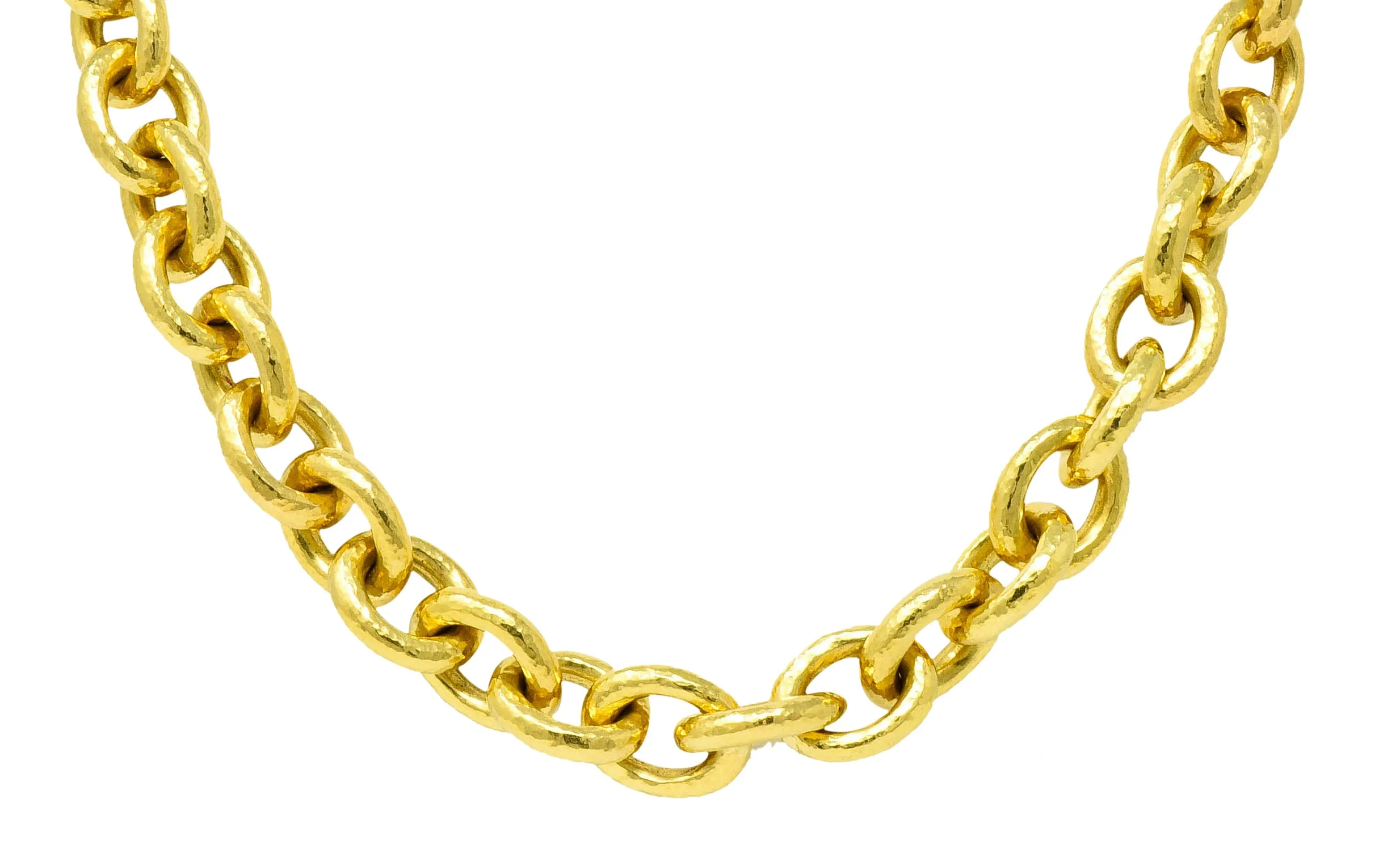 Elizabeth Locke Ruby 19 Karat Gold Hammered Curb Link Chain Collar Necklace