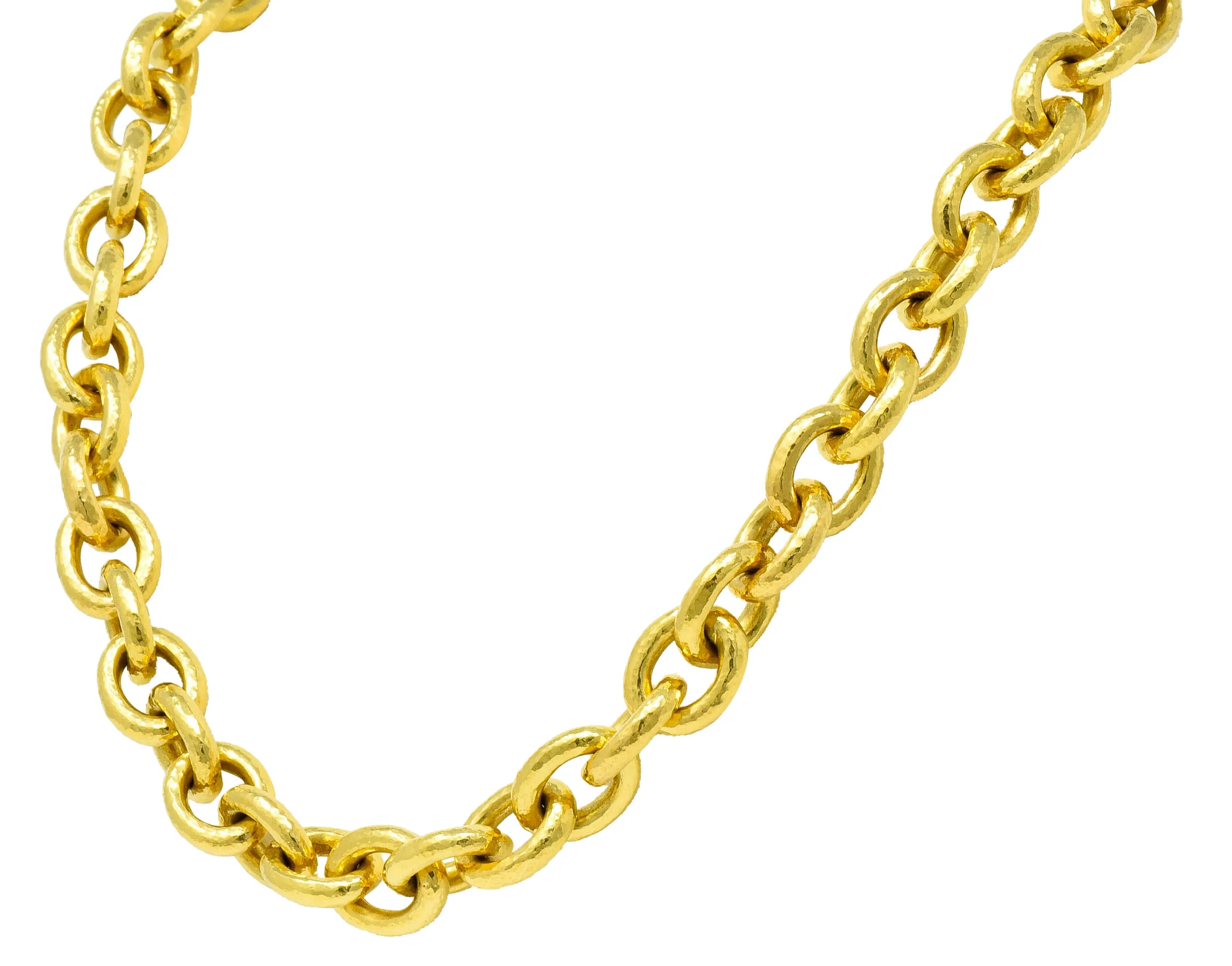 Elizabeth Locke Ruby 19 Karat Gold Hammered Curb Link Chain Collar Necklace