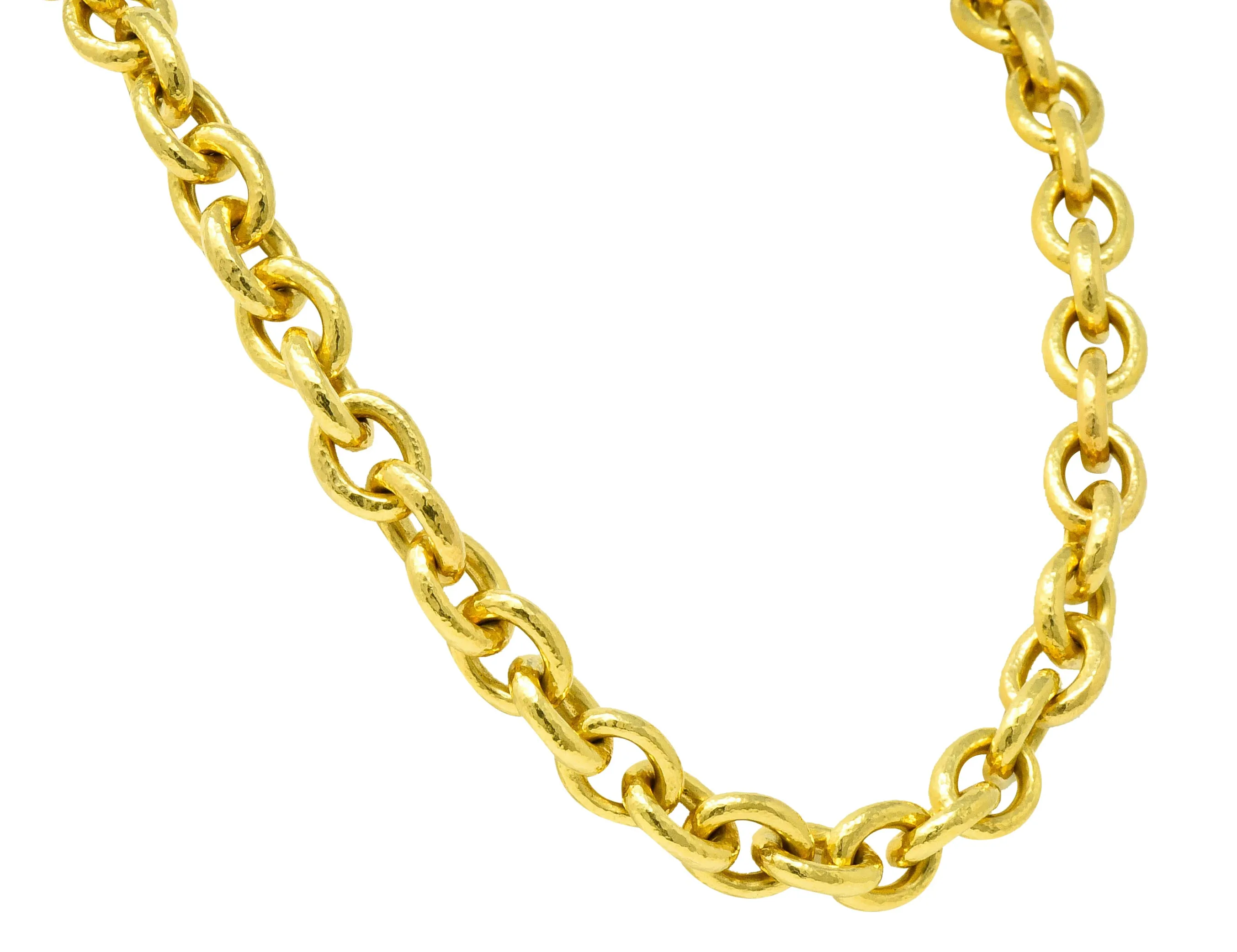 Elizabeth Locke Ruby 19 Karat Gold Hammered Curb Link Chain Collar Necklace