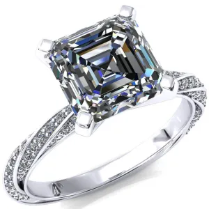 Elysia Asscher Moissanite 4 Prong 3/4 Eternity Diamond Accent Ring