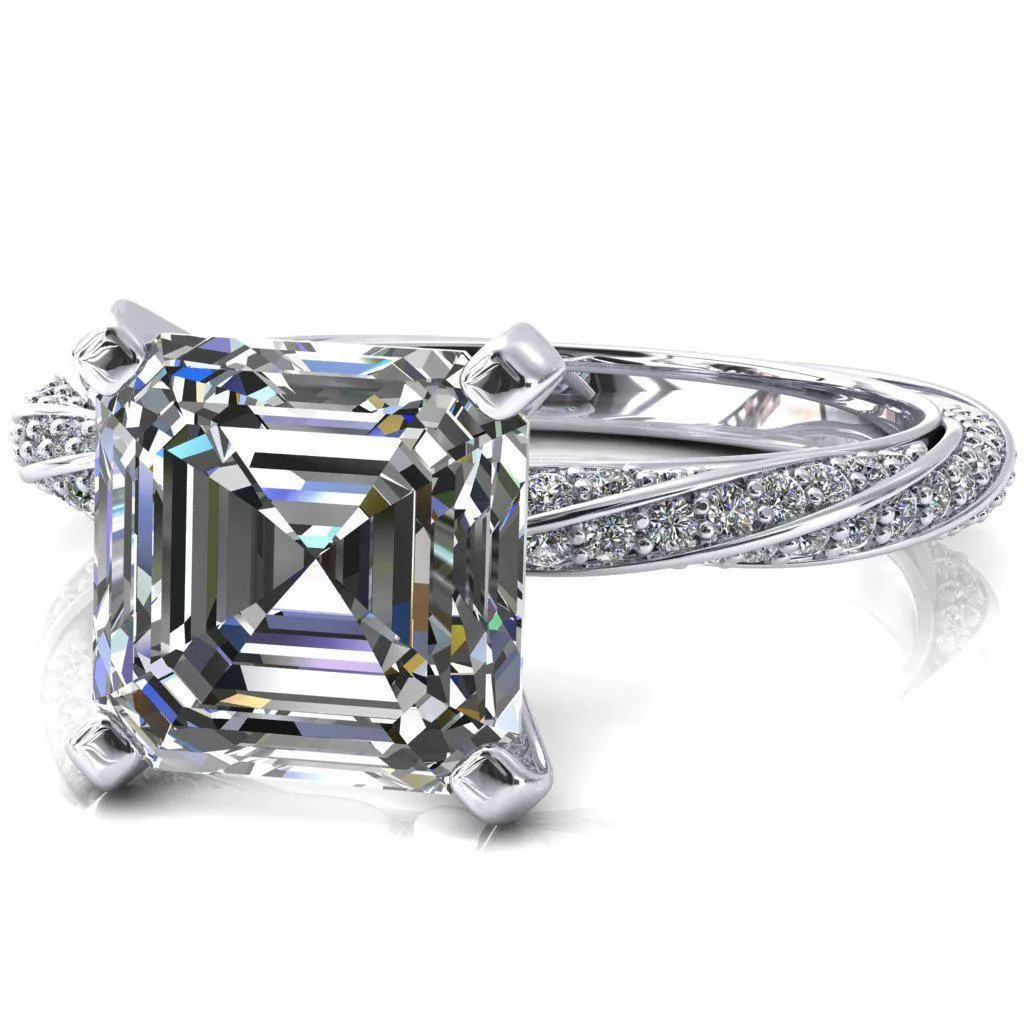 Elysia Asscher Moissanite 4 Prong 3/4 Eternity Diamond Accent Ring