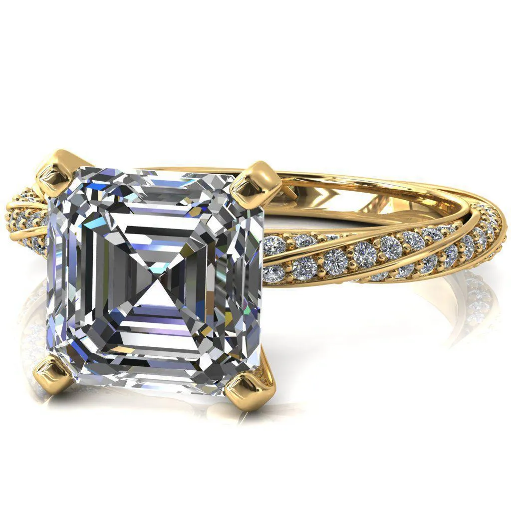 Elysia Asscher Moissanite 4 Prong 3/4 Eternity Diamond Accent Ring