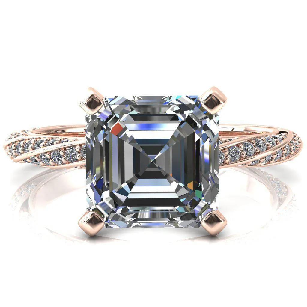 Elysia Asscher Moissanite 4 Prong 3/4 Eternity Diamond Accent Ring