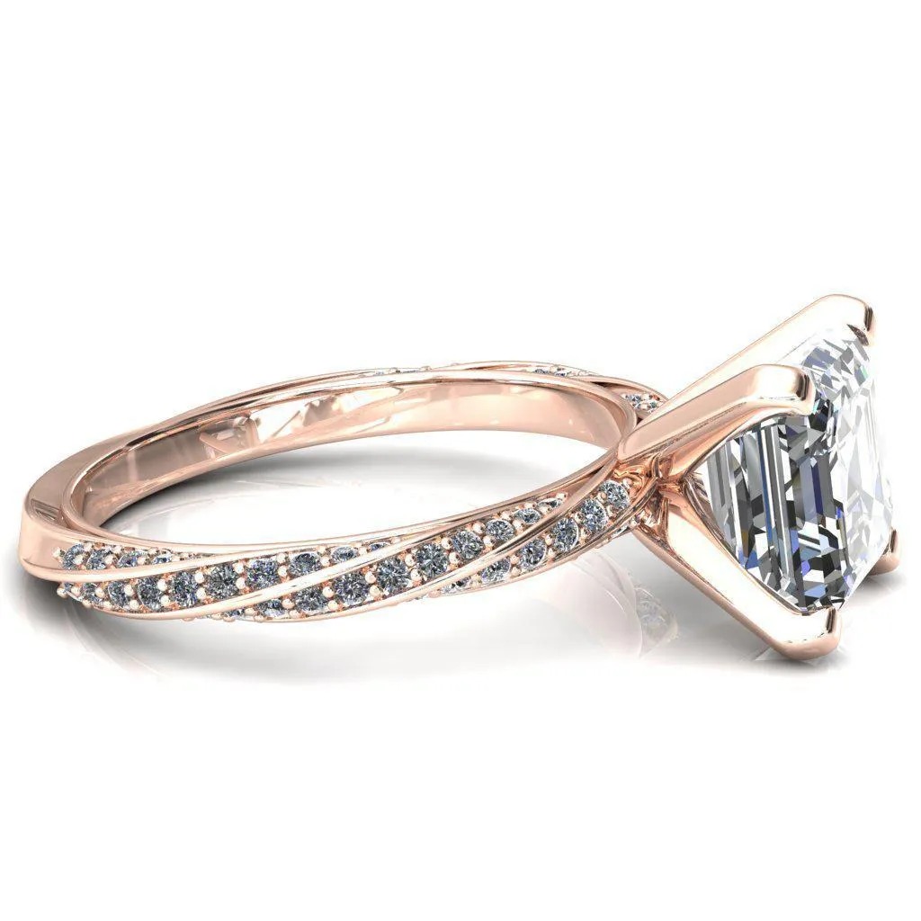 Elysia Asscher Moissanite 4 Prong 3/4 Eternity Diamond Accent Ring