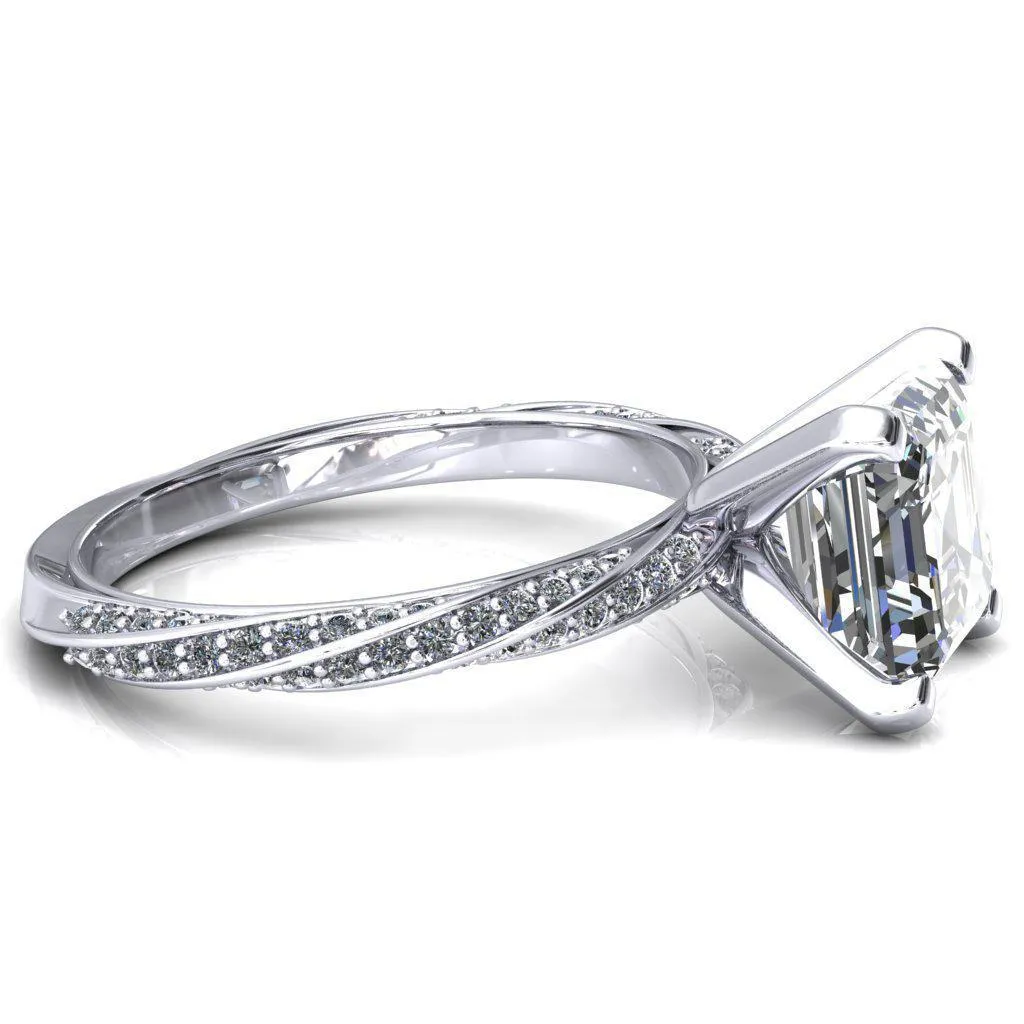Elysia Asscher Moissanite 4 Prong 3/4 Eternity Diamond Accent Ring