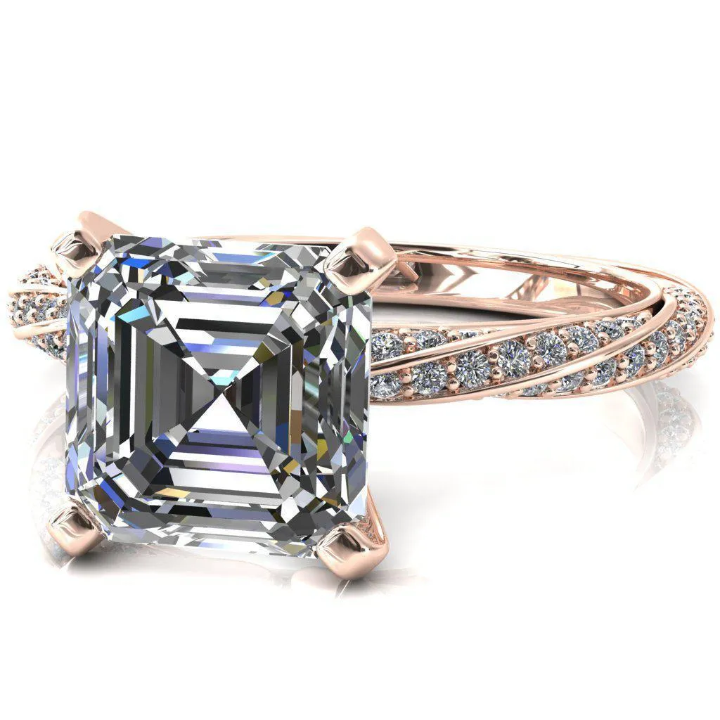 Elysia Asscher Moissanite 4 Prong 3/4 Eternity Diamond Accent Ring