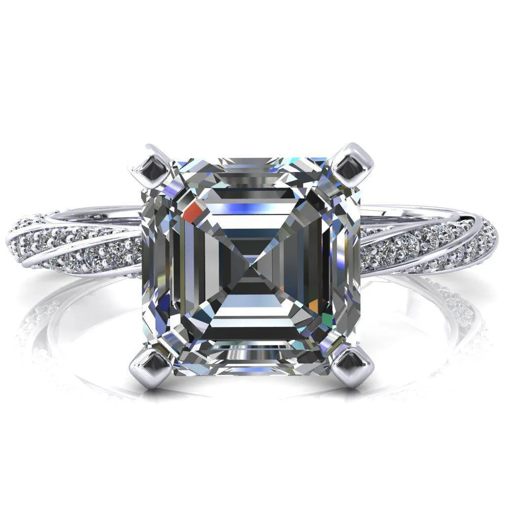 Elysia Asscher Moissanite 4 Prong 3/4 Eternity Diamond Accent Ring
