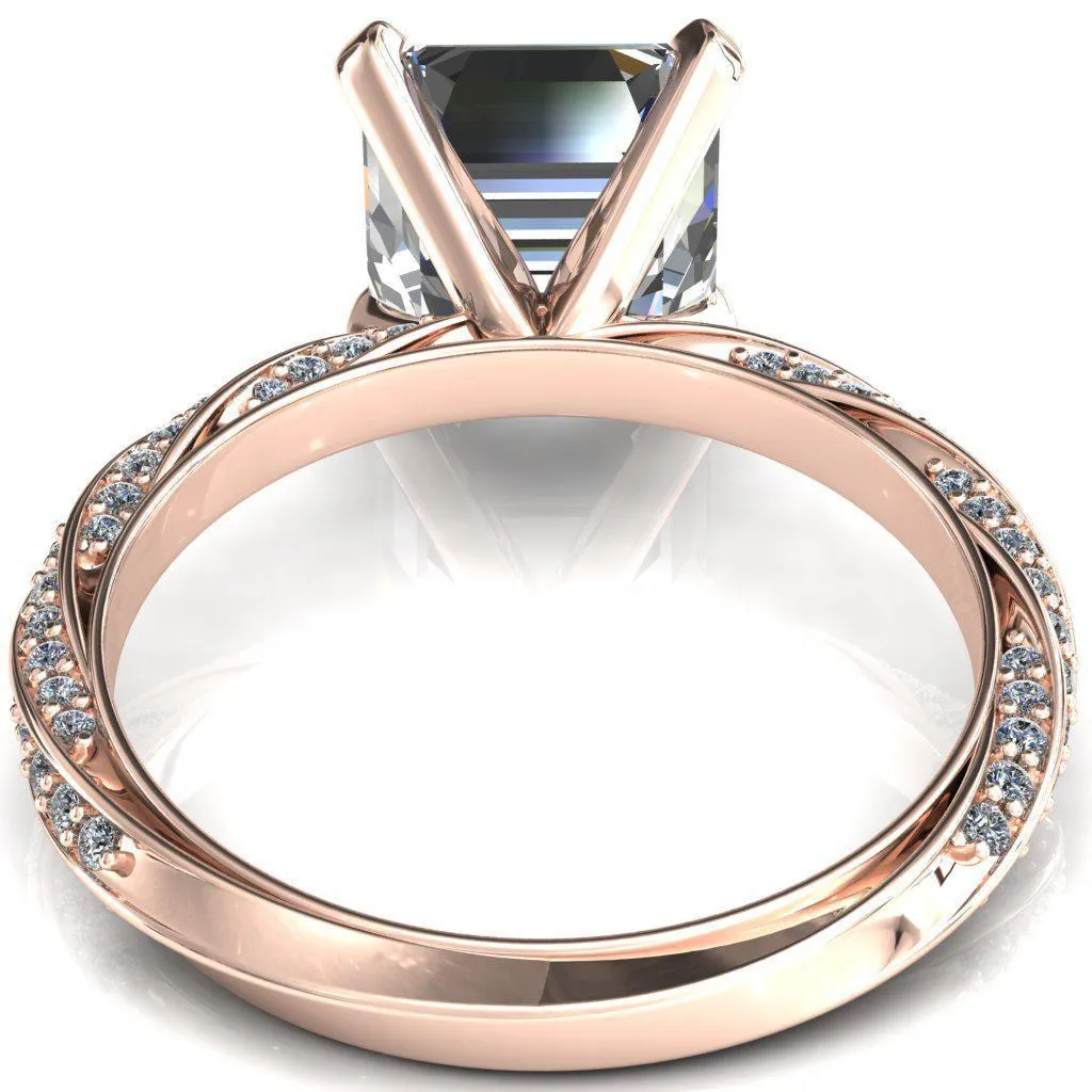 Elysia Asscher Moissanite 4 Prong 3/4 Eternity Diamond Accent Ring