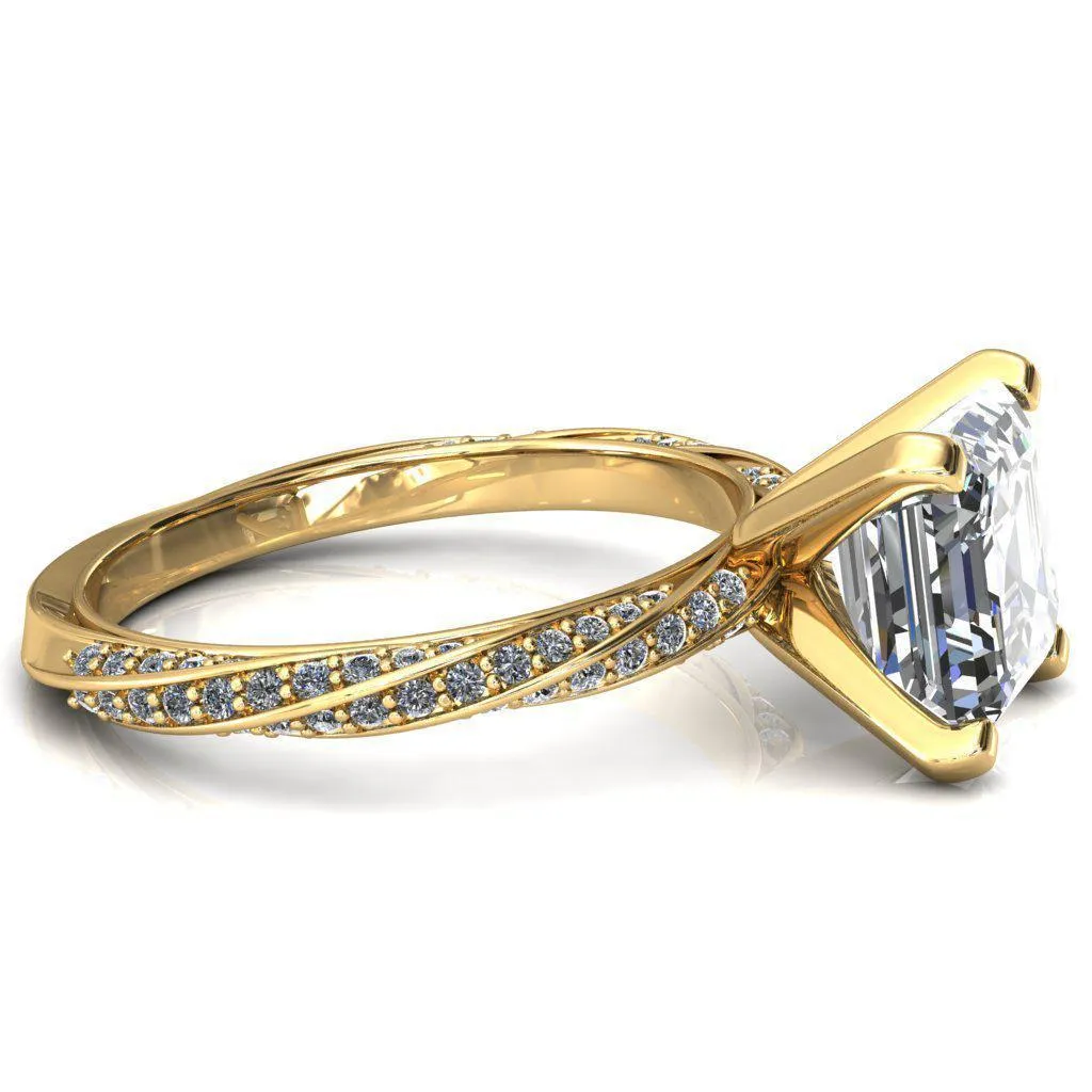 Elysia Asscher Moissanite 4 Prong 3/4 Eternity Diamond Accent Ring