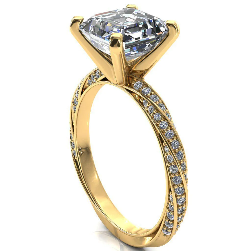 Elysia Asscher Moissanite 4 Prong 3/4 Eternity Diamond Accent Ring